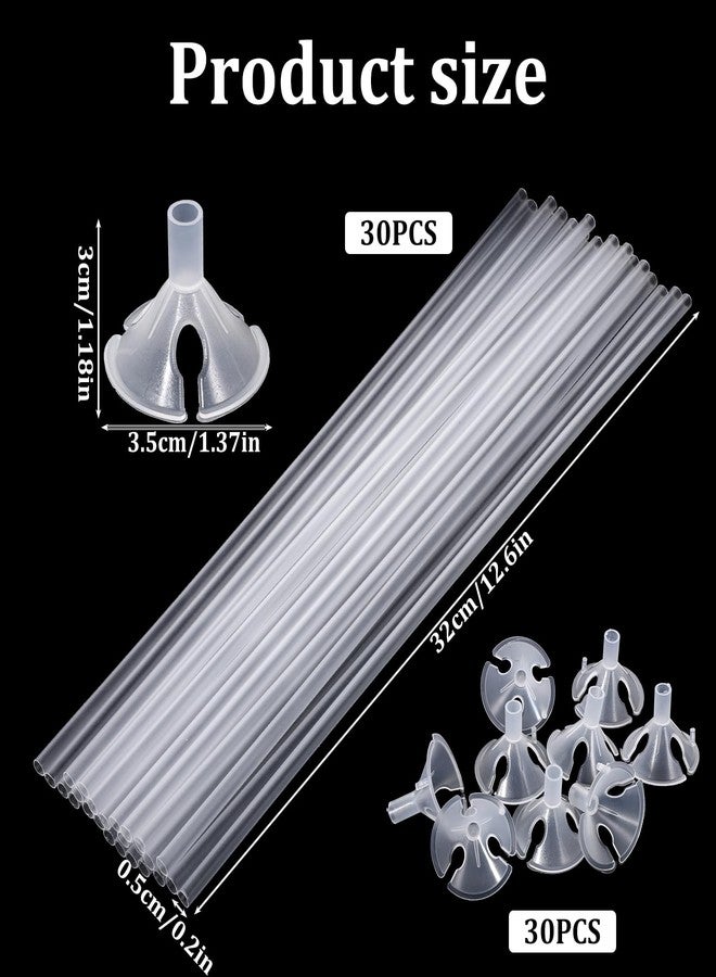 Exclaith 30 Pcs Balloon Sticks, Plastic Balloon Stick with Cup Balloons Sticks with Base Balloon-Stick with Base Holder Stand for Birthday, Party, Anniversary, Wedding Decoration(Transparent) - Image 2
